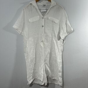 Mida Romper Womens OS White Linen Vacation Summer Y2K Made in Italy